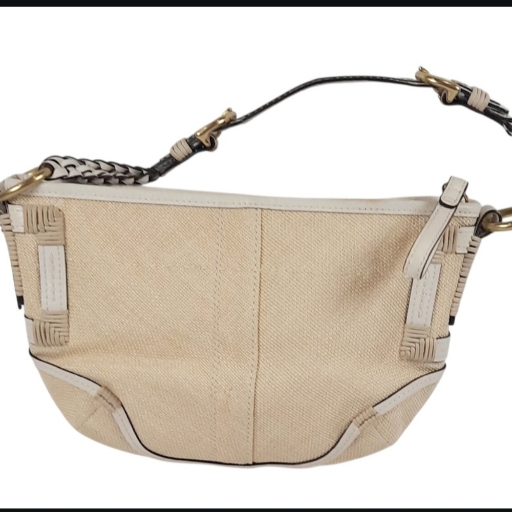 COACH Vintage L053-4710 Canvas & Leather Shoulder Bag Beige Braided Strap Hobo - Picture 6 of 6